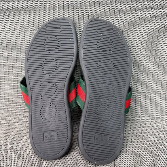 Gucci Sherry Line Mens Size 42 EU 9.5 US Red & Green Thong Sandals - Picture 2 of 8